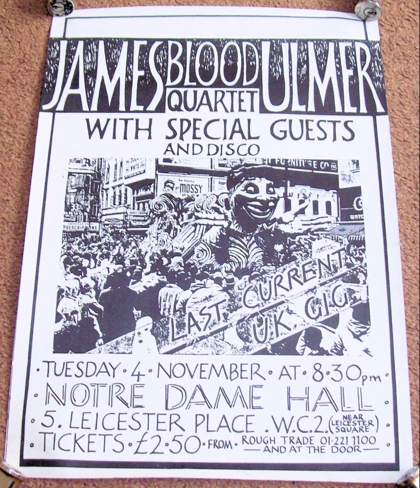 JAMES BLOOD ULMER CONCERT POSTER TUES 4th NOVEMBER 1980 NOTRE DAME HALL LON