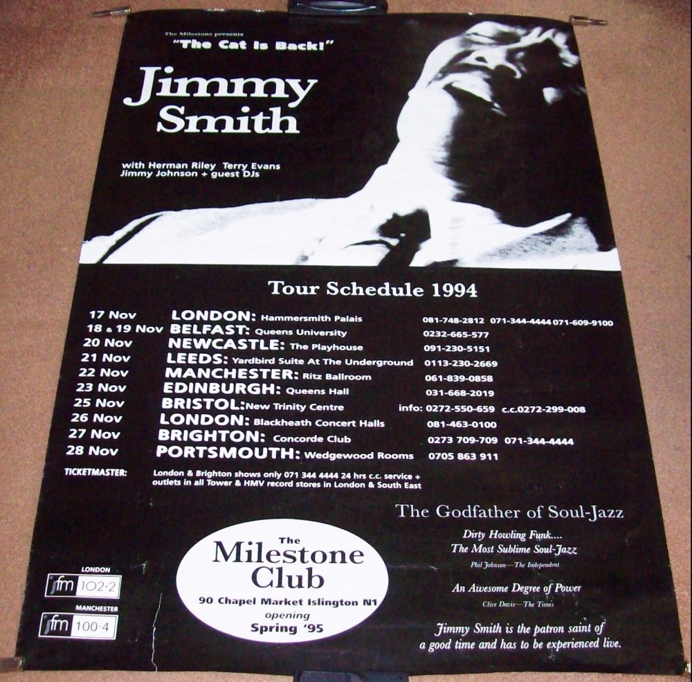 JIMMY SMITH JAZZ 1994 'THE CAT IS BACK' UK TOUR POSTER