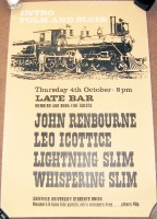JOHN RENBOURNE LIGHTNING SLIM FOLK & BLUES U.K. CONCERT POSTER THUR 4th OCT 1973