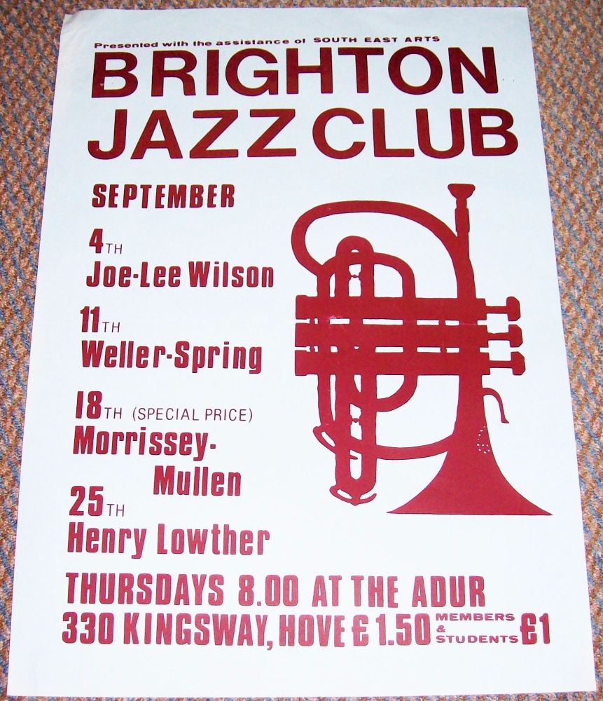 MORRISSEY MULLEN HENRY LOWTHER JAZZ CONCERTS POSTER SEPTEMBER 1980 BRIGHTON