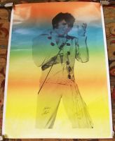 ELVIS PRESLEY SUPERB FULL COLOUR LIVE ON STAGE 1970'S U.K. PERSONALITY POSTER