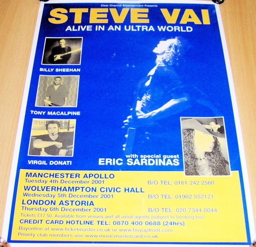 STEVE VAI STUNNING RARE U.K. TOUR POSTER DECEMBER 2001