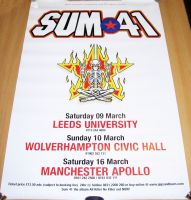 SUM 41 ABSOLUTELY STUNNING AND RARE 3 X  U.K. CONCERTS POSTER FROM MARCH 2002