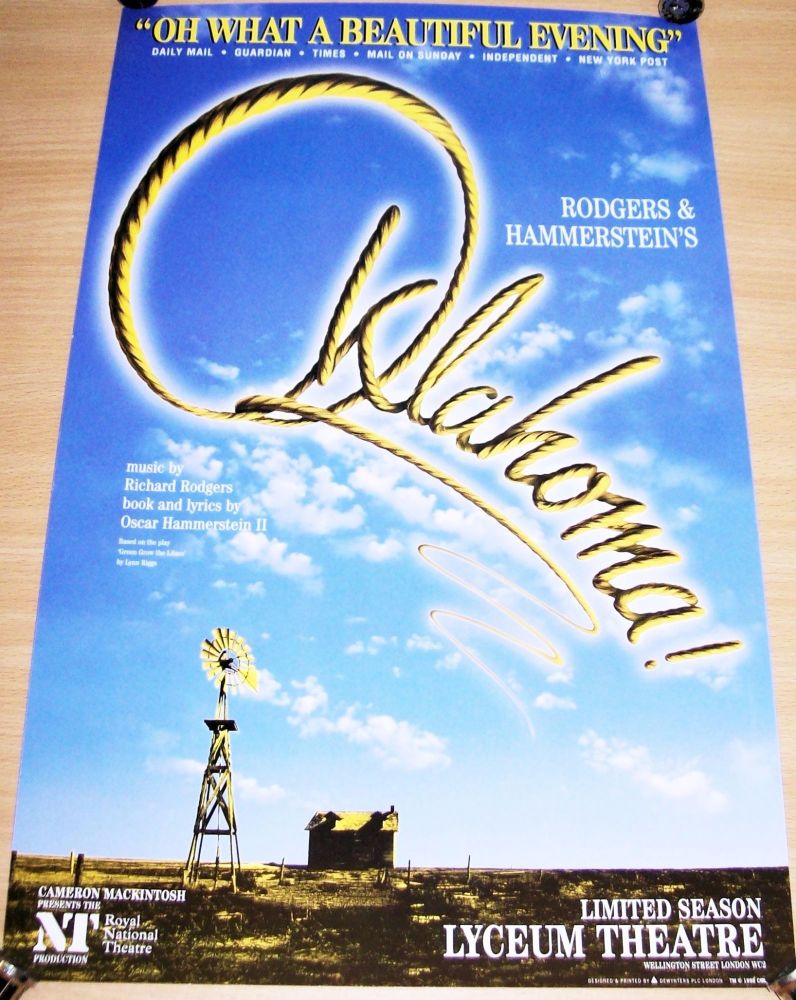 OKLAHOMA STUNNING RARE PROMO THEATRE POSTER FOR THE LYCEUM THEATRE LONDON 1