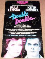 DOUBLE DOUBLE AUTOGRAPHED POSTER RULA LENSKA KEITH DRINKEL FORTUNE THEATRE LONDON 1986