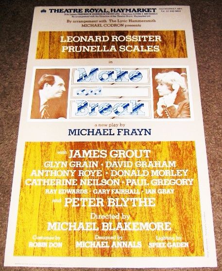 MAKE AND BREAK LEONARD ROSSITER PRUNELLA SCALES POSTER THEATRE ROYAL HAYMAR