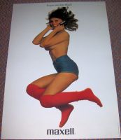 SEXY GIRL JUMPIMG IMAGE MAXELL RECORDING CASSETTE TAPES PROMO POSTER TV AD 1982