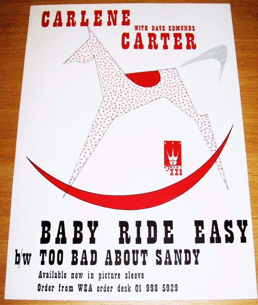 CARLENE CARTER U.K. RECORD COMPANY MINI PROMO POSTER 'BABY RIDE EASY' SINGL