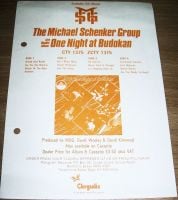 MICHAEL SCHENKER GROUP U.K. RECORD COMPANY PROMO RETAIL INFO SHEET FOR THE 'ONE NIGHT AT BUDOKAN' ALBUM 1981