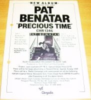 PAT BENATAR U.K. RECORD COMPANY PROMO RETAIL INFO SHEET FOR THE 'PRECIOUS TIME' ALBUM 1981