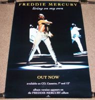QUEEN FREDDIE MERCURY U.K. RECORD COMPANY PROMO POSTER 'LIVING ON MY OWN' SINGLE 1984