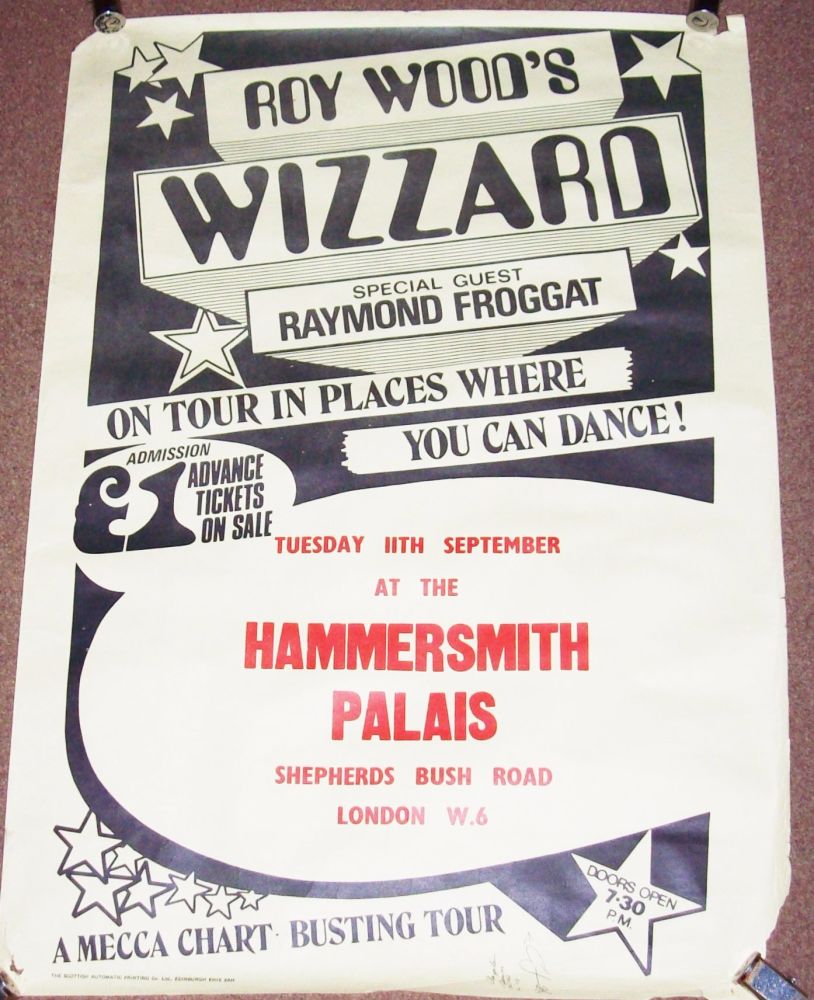 ROY WOOD'S WIZARD RAY FROGGAT CONCERT POSTER TUESDAY 11th SEPTEMBER 1975 HA