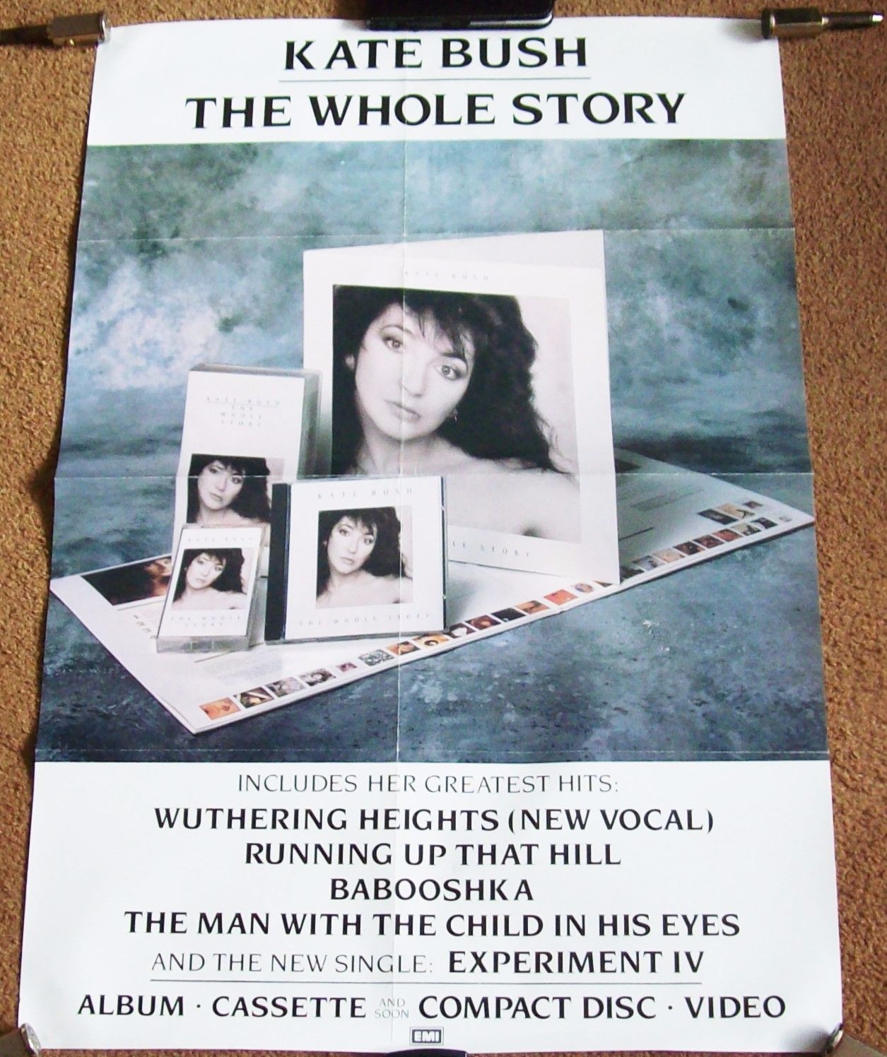 KATE BUSH U.K. RECORD COMPANY PROMO POSTER 'THE WHOLE STORY' COMPILATION ALBUM  1986