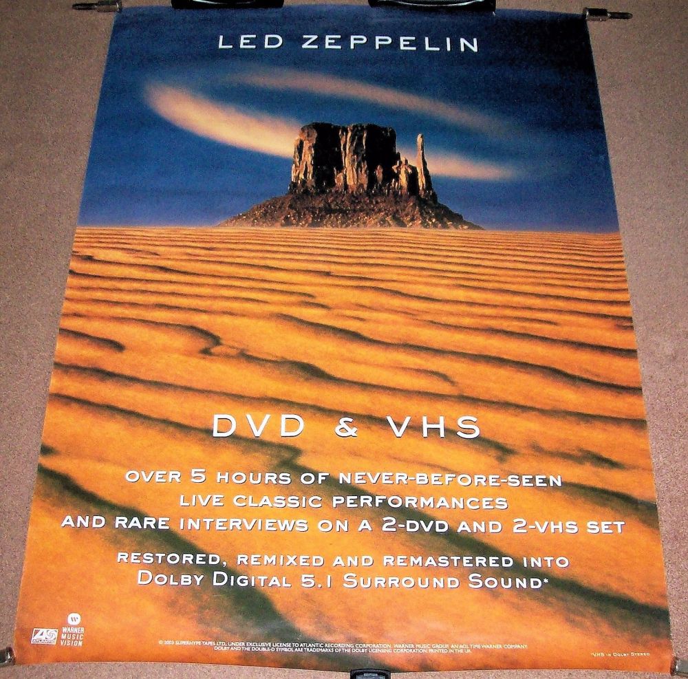 LED ZEPPELIN SUPERB LARGE UK RECORD COMPANY PROMO POSTER FOR 'DVD' RELEASE 