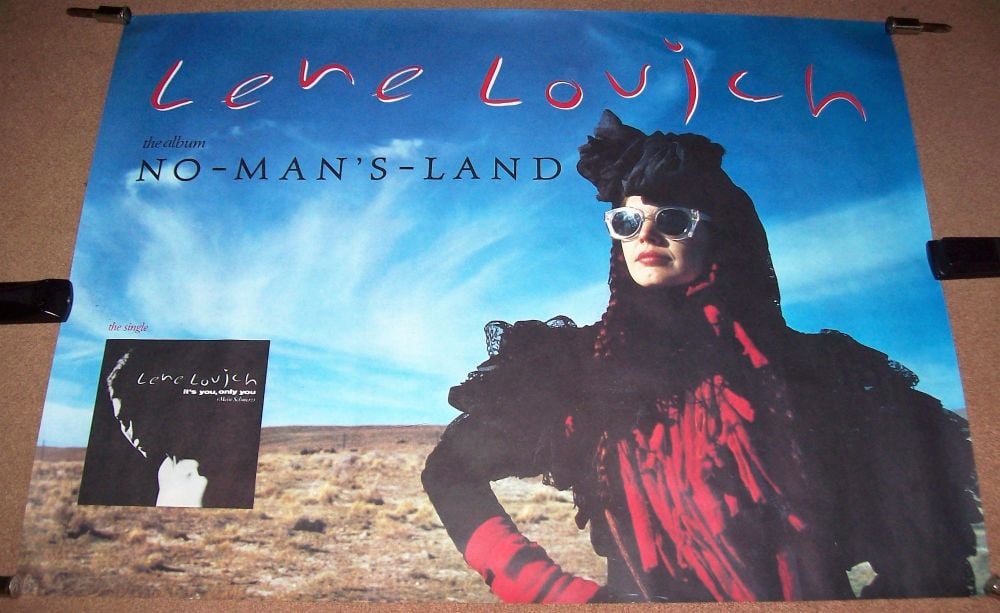 LENE LOVICH STUNNING U.K. RECORD COMPANY PROMO POSTER 'NO MAN'S LAND' ALBUM