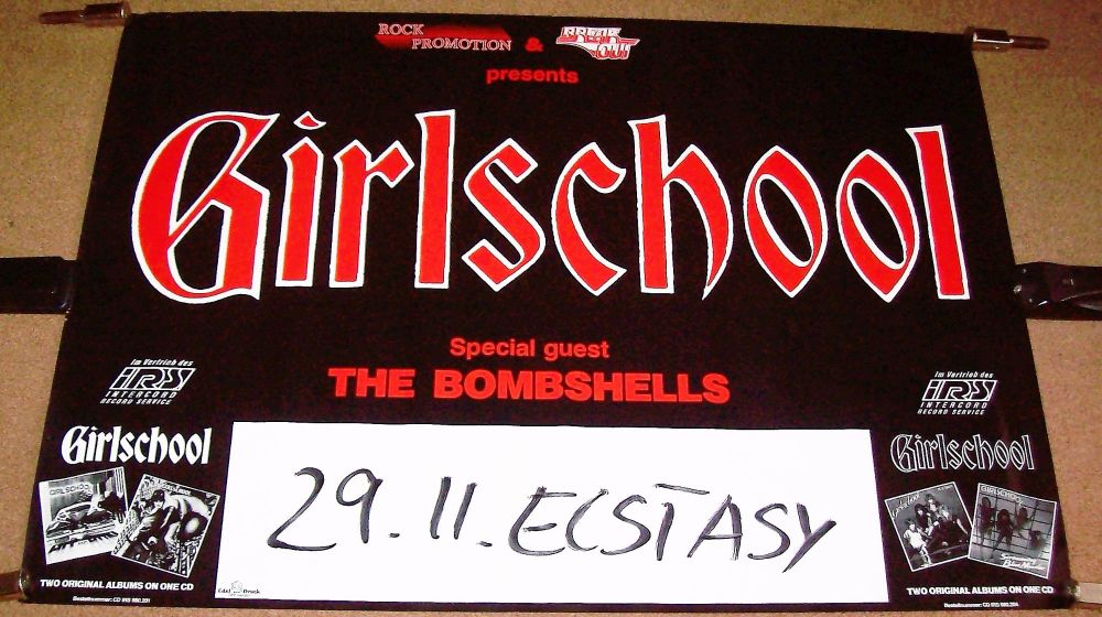GIRLSCHOOL THE BOMBSHELLS REALLY STUNNING RARE CONCERT POSTER 29-11-91 GERM