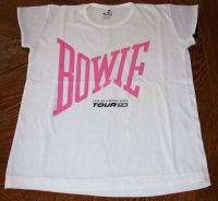 DAVID BOWIE WHITE SLEEVELESS LADIES T-SHIRT SERIOUS MOONLIGHT WORLD TOUR IN 1983