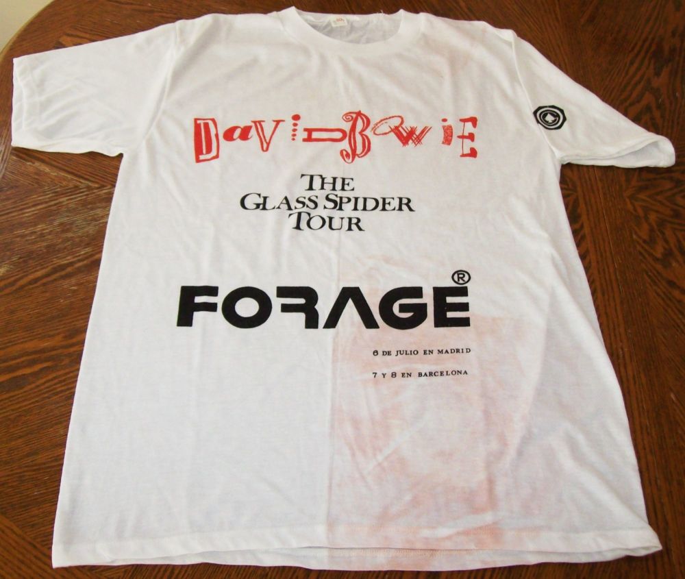 DAVID BOWIE WHITE T-SHIRT MADRID AND BARCELONA CONCERTS 'GLASS SPIDER' TOUR
