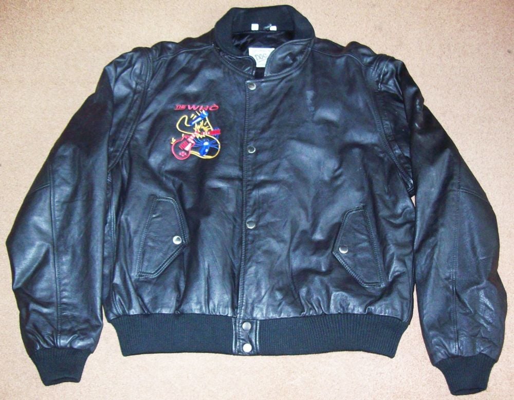 THE WHO SUPERB LEATHER BLOUSON JACKET ROAD CREW ISSUE 1989 25th ANNIVERSARY