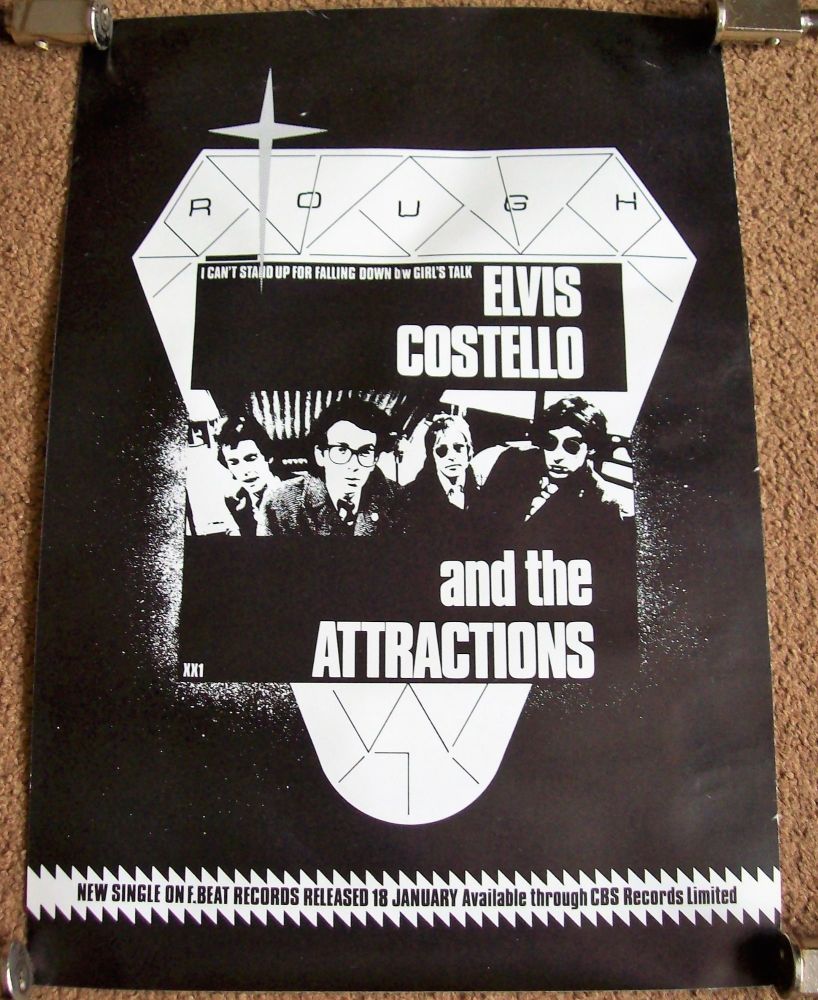 ELVIS COSTELLO UK REC COM PROMO POSTER 'I CAN'T STAND UP 'FALL DOWN' SINGLE