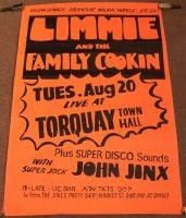 LIMMIE AND THE FAMILY COOKIN CONCERT POSTER TUE 20th AUG 1974 TORQUAY TOWN HALL