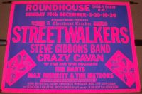 STREETWALKERS STEVE GIBBONS BAND CRAZY CAVAN DARTS MAX MERRITT CONCERT POSTER SUNDAY 19th DECEMBER 1976 ROUNDHOUSE LONDON