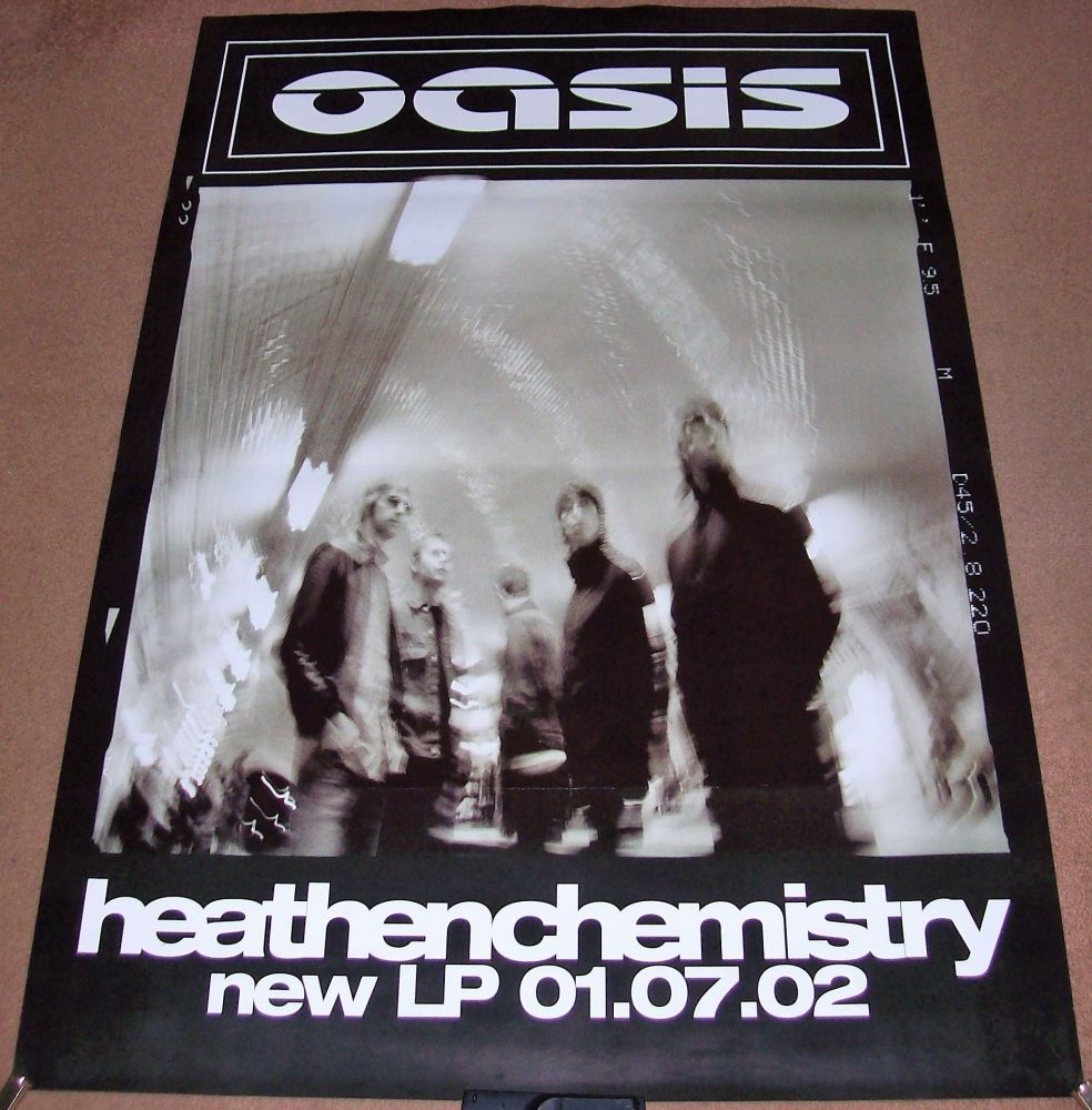OASIS SUPERB LARGE UK RECORD COMPANY PROMO POSTER 'HEATHEN CHEMISTRY' ALBUM