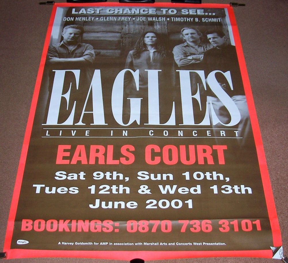 EAGLES CONCERTS POSTER SAT SUN TUE WED 9th 10th 12th 13th JUNE 2001 EARLS C