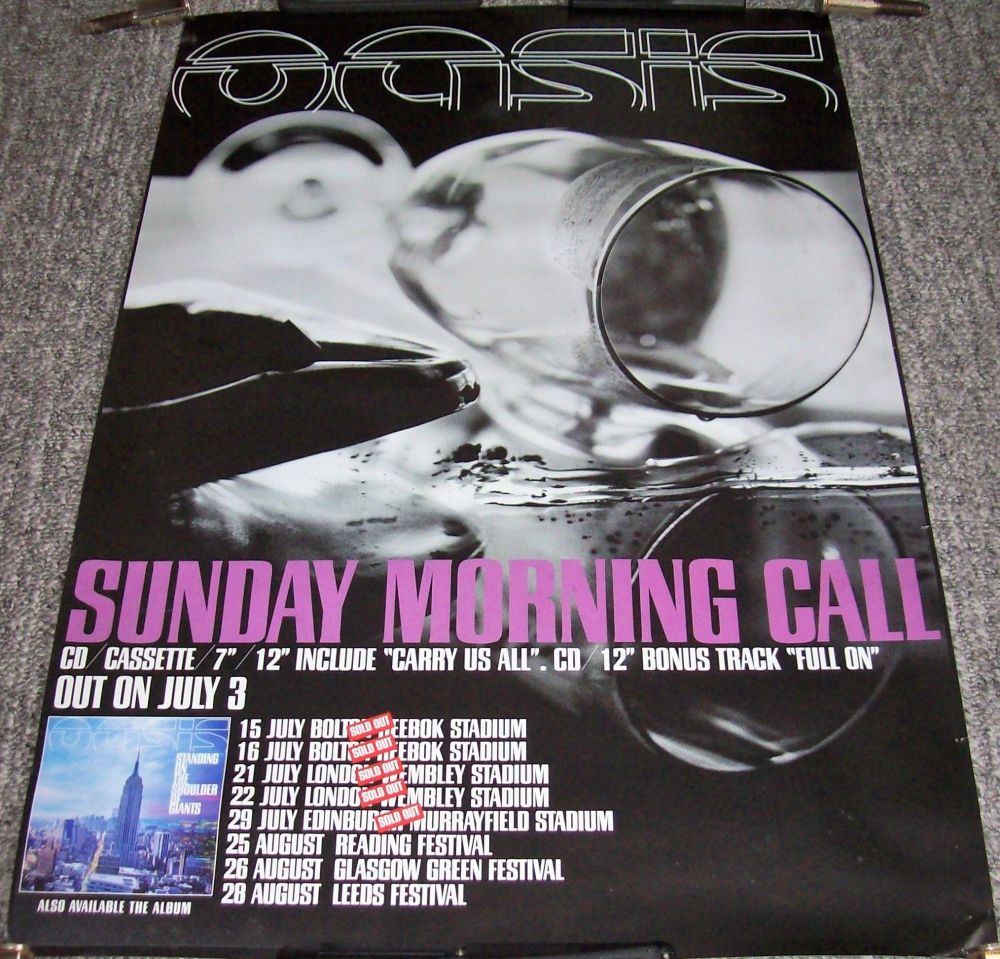 OASIS U.K. RECORD COMPANY PROMO-TOUR POSTER 'SUNDAY MORNING CALL' SINGLE IN