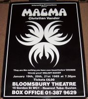 MAGMA RARE CONCERT POSTER 19th-20th-21st JANUARY 1989 BLOOMSBURY THEATRE LONDON