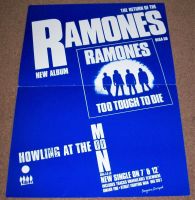 RAMONES STUNNING UK RECORD COMPANY PROMO POSTER "TOO TOUGH TO DIE" ALBUM IN 1984