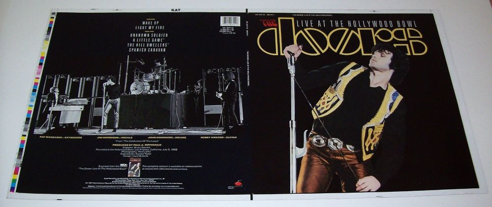 THE DOORS UK REC COM PRINTERS PROOF SLEEVE 'LIVE AT THE HOLLYWOOD BOWL' LP 