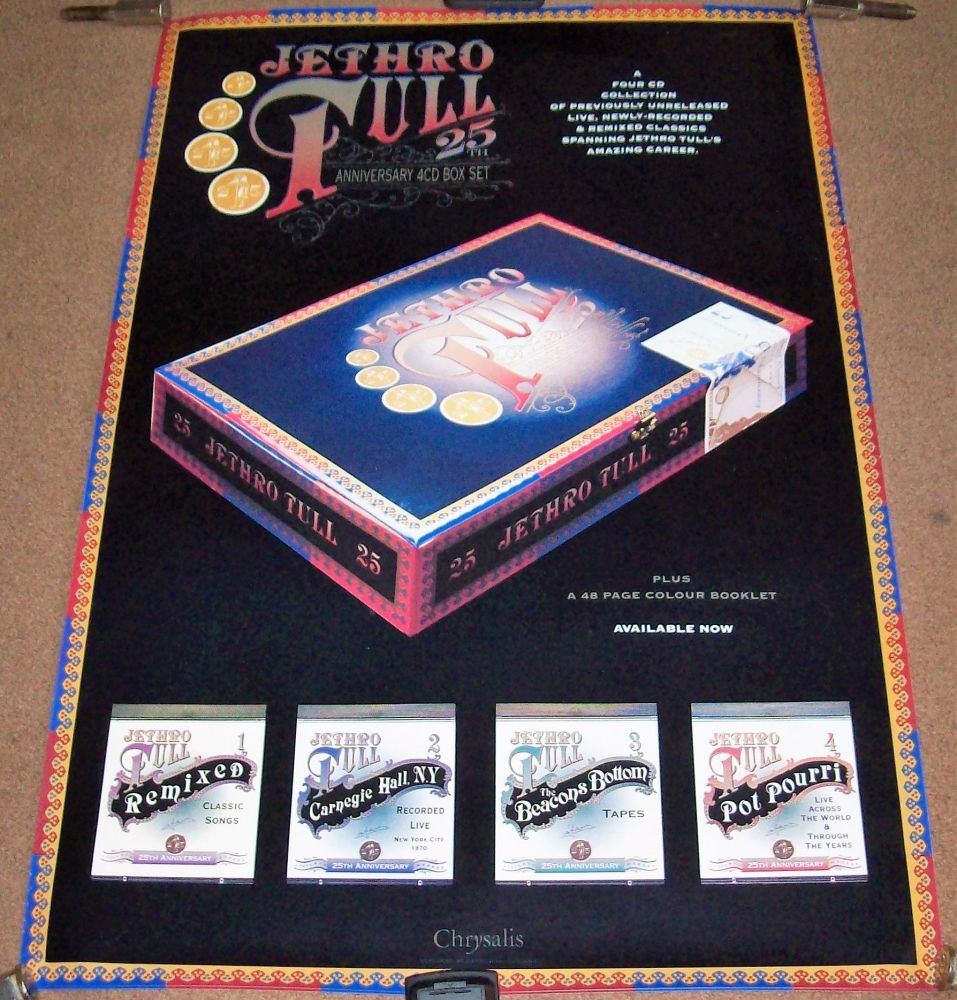 JETHRO TULL SUPERB UK RECORD COMPANY PROMO POSTER '25th ANNIVERSARY' ALBUM 