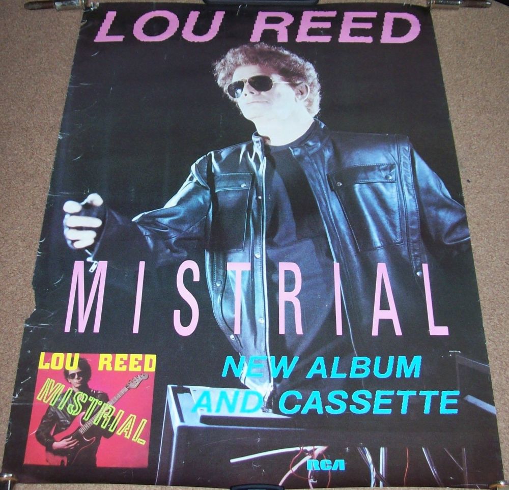 LOU REED SUPERB U.K. RECORD COMPANY PROMO POSTER FOR THE 'MISTRIAL' ALBUM 1