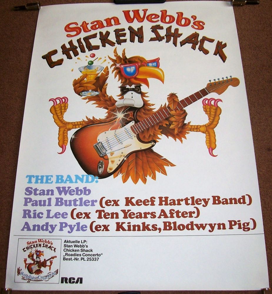 STAN WEBB'S CHICKEN SHACK GERMAN REC COM PROMO POSTER 'ROADIES CONCERTO' LP