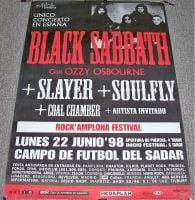 BLACK SABBATH SLAYER SOULFLY COAL CHAMBER FESTIVAL POSTER MONDAY 22nd JUNE 1998 