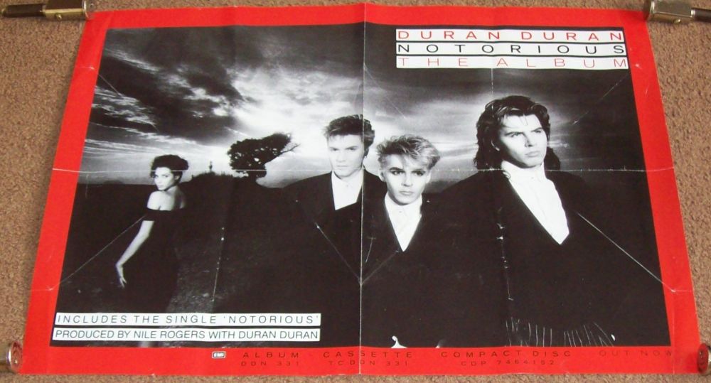 DURAN DURAN STUNNING U.K. RECORD COMPANY PROMO POSTER 'NOTORIOUS' ALBUM 198