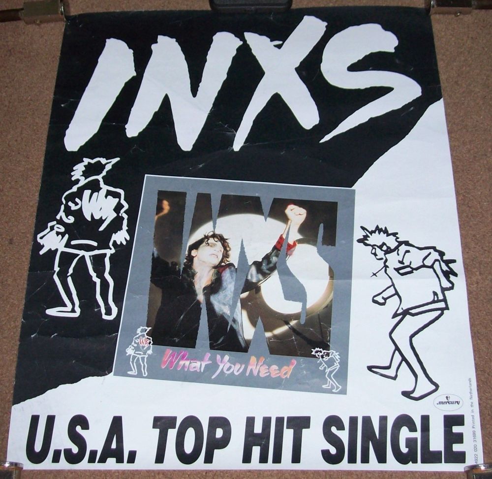 INXS FABULOUS RARE DUTCH RECORD COMPANY PROMO POSTER 'WHAT YOU NEED' SINGLE