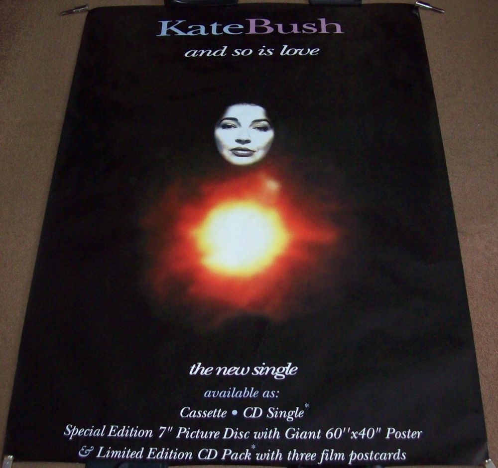 KATE BUSH STUNNING U.K. RECORD COMPANY PROMO POSTER 'AND SO IS LOVE' SINGLE