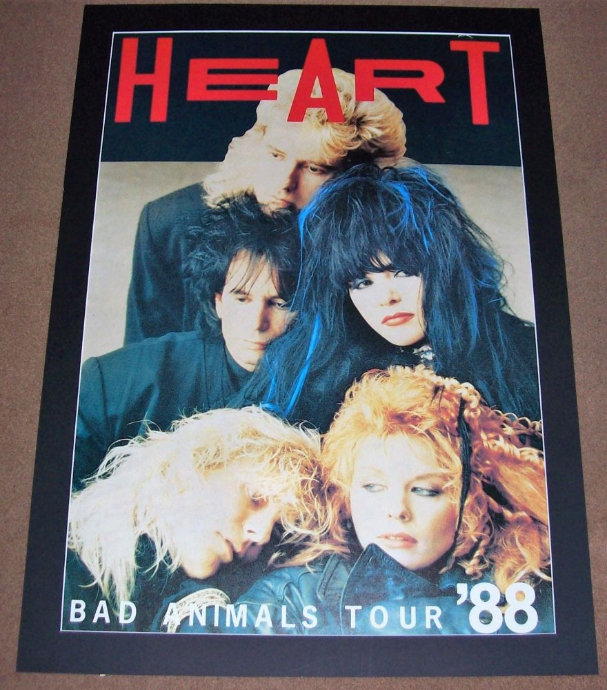 HEART ABSOLUTELY STUNNING AND RARE 'BAD ANIMALS' U.K. TOUR POSTER FROM 1988