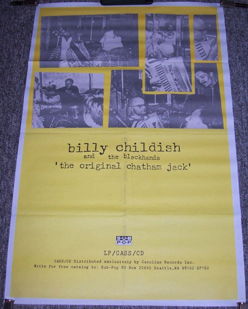 BILLY CHILDISH & BLACKHANDS U.S. REC COM PROMO POSTER 'CHATHAM JACK' ALBUM 