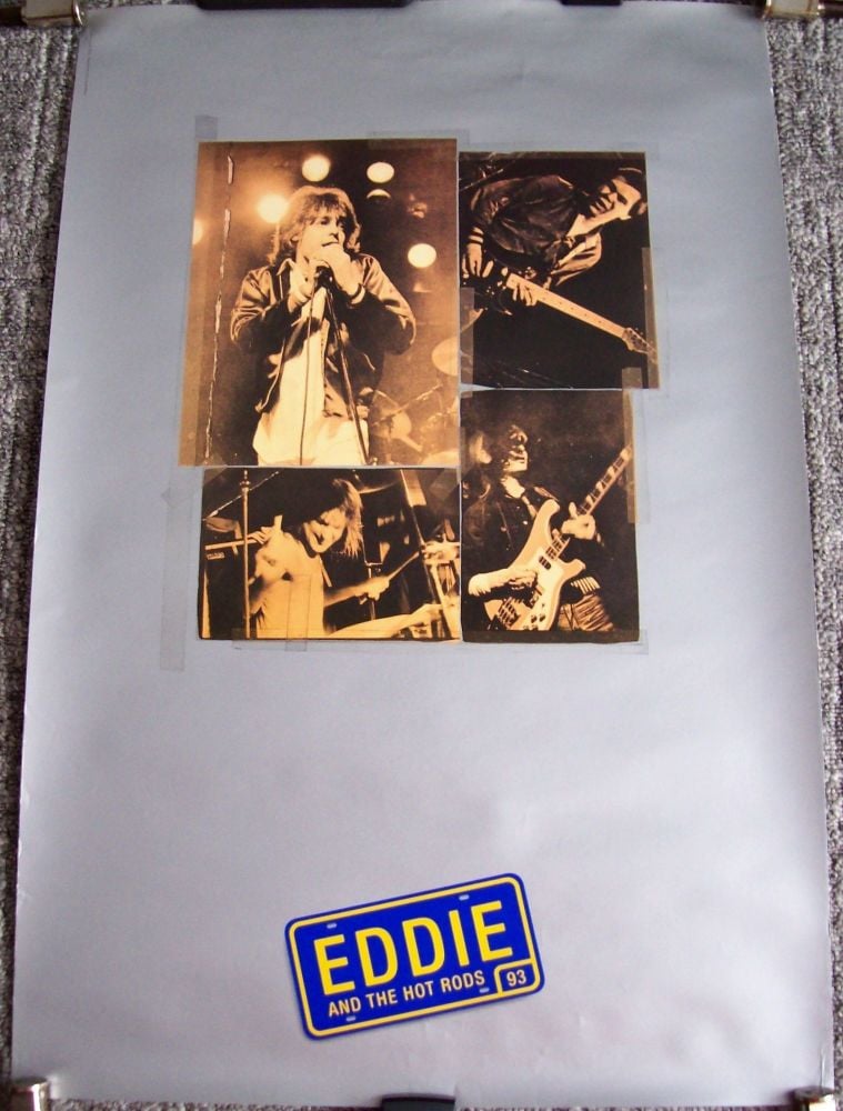 EDDIE AND THE HOTS RODS RECORD COMPANY PROMO POSTER 'LIVE AND RARE' ALBUM 1