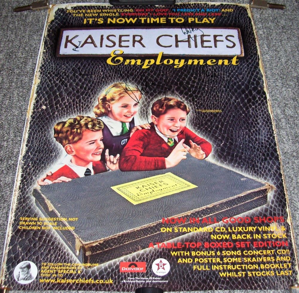 KAISER CHIEFS AUTO'D UK REC COM DOUBLE SIDED PROMO POSTER 'EMPLOYMENT ALBUM