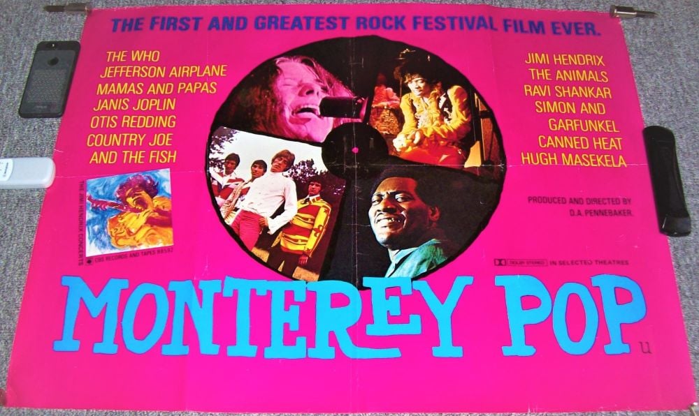 MONTEREY POP FESTIVAL UK FILM POSTER 1982 SUPERB RARE WHO HENDRIX JOPLIN RE