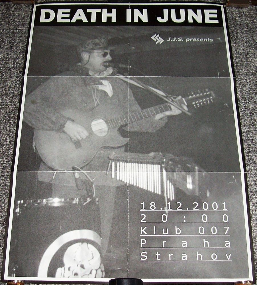 DEATH IN JUNE SUPERB CONCERT POSTER 18th DECEMBER 2001 KLUB 007 STRAHOV PRA