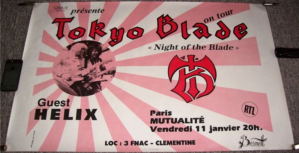 TOKYO BLADE HELIX SUPERB CONCERT POSTER FRIDAY 11th JANUARY 1985 MUTUALITE 