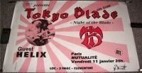 TOKYO BLADE HELIX SUPERB CONCERT POSTER FRIDAY 11th JANUARY 1985 MUTUALITE PARIS