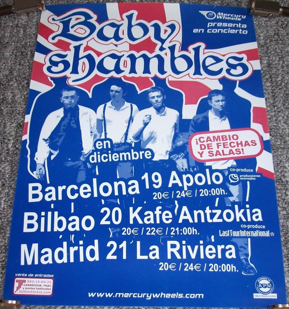 BABYSHAMBLES PETE DOHERTY STUNNING RARE CONCERTS POSTER FOR SPAIN DECEMBER 