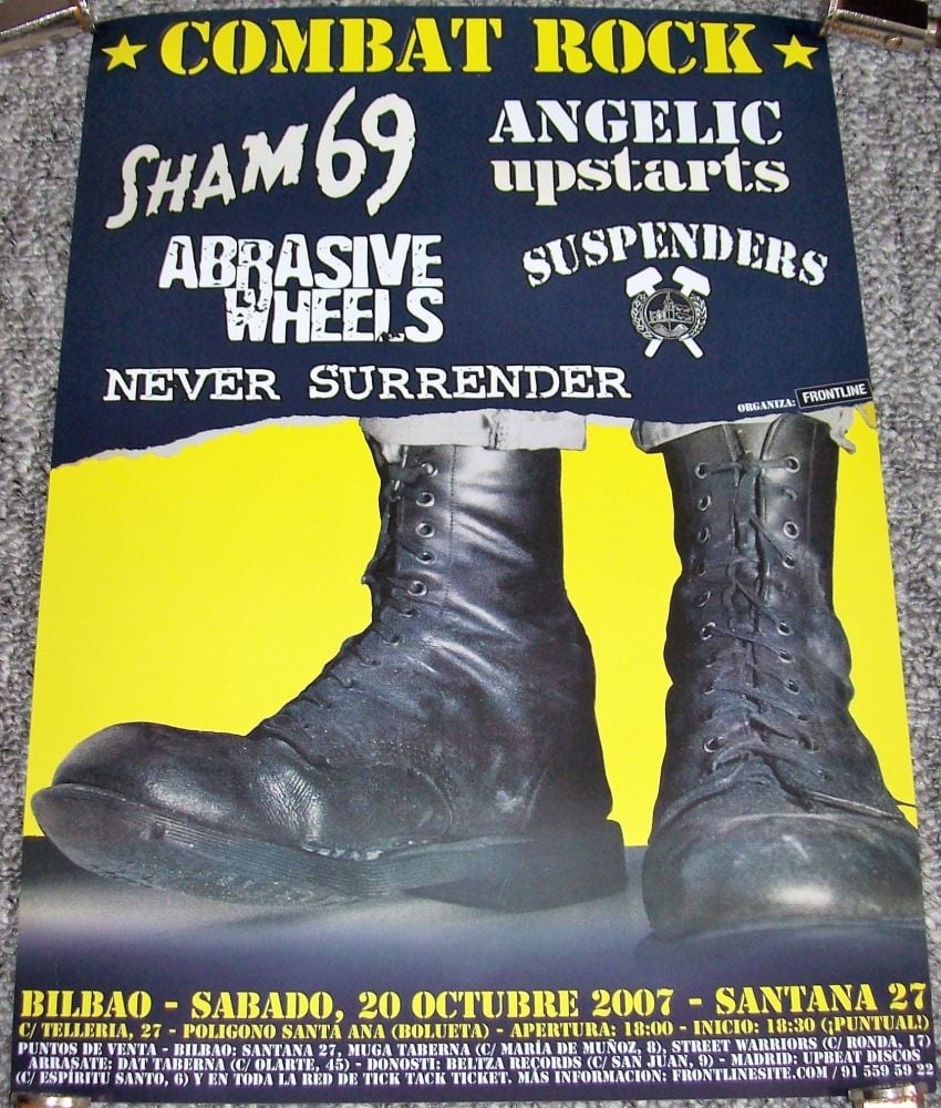 SHAM 69 ANGELIC UPSTARTS ABRASIVE WHEELS RARE CONCERT POSTER SPAIN OCTOBER 