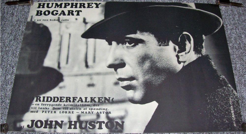 HUMPHREY BOGART/HUSTON STUNNING RARE 1967 DANISH PROMO FILM EXHIBITION POST